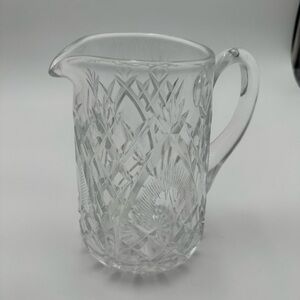 Vintage Crystal Pitcher 7.5” Unmarked But Looks Like A Waterford